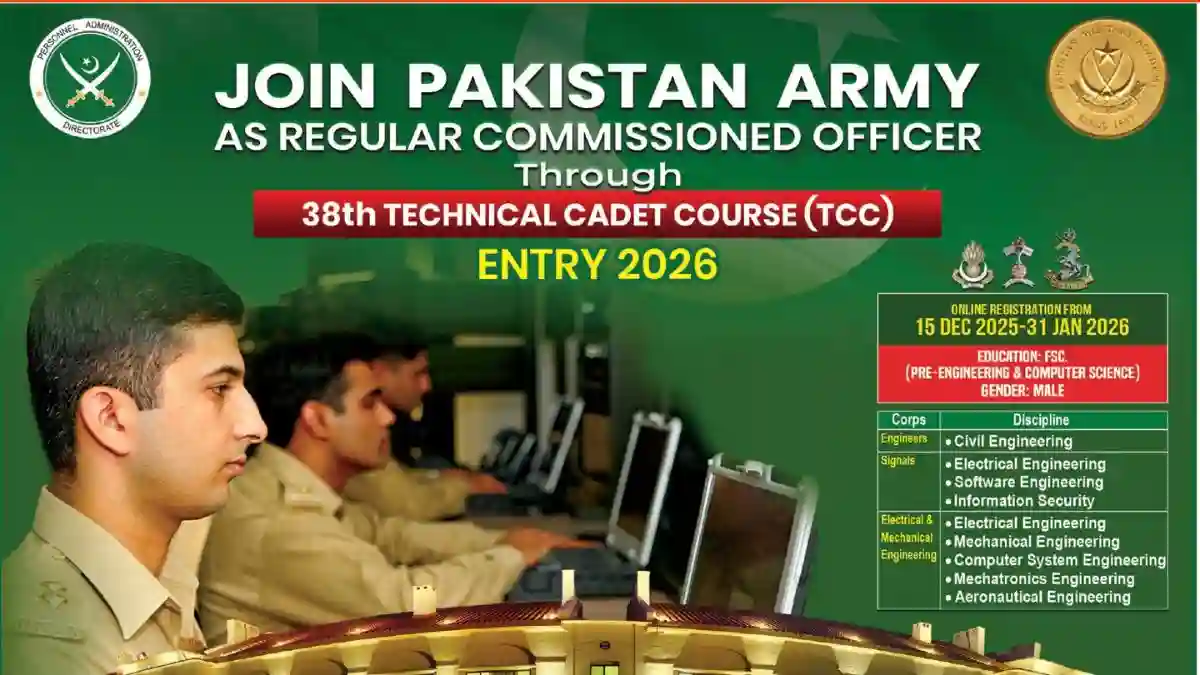Pakistan Army 38th Technical Cadet Course TCC 2026 – Online Registration